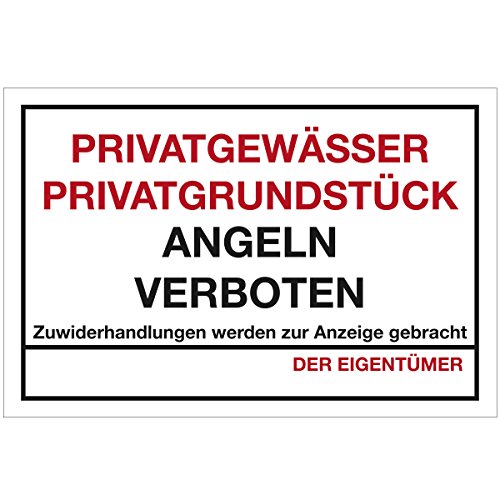 WANDKINGS Hinweisschild - Privatgewässer Privatgrundstück Angeln verboten! - stabile Aluminium Verbundplatte - Wähle eine Größe - 30x20 cm von WANDKINGS