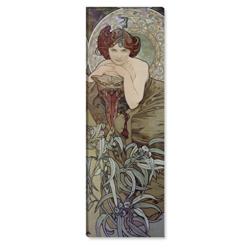 Wandkings Leinwandbilder von Alfons Mucha - Wähle ein Motiv & Größe: "Edelstein: Smaragd" - 30 x 90 cm von WANDKINGS