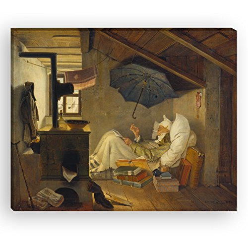 Wandkings Leinwandbilder von Carl Spitzweg - Wähle ein Motiv & Größe: "Der arme Poet" - 80 x 60 cm von WANDKINGS