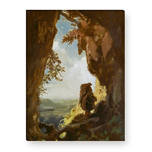 Wandkings Leinwandbilder von Carl Spitzweg - Wähle ein Motiv & Größe: "Gnom, Eisenbahn betrachtend" - 30 x 40 cm von WANDKINGS