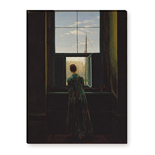 Wandkings Leinwandbilder von Caspar David Friedrich - Wähle ein Motiv & Größe: "Frau am Fenster" - 60 x 80 cm von WANDKINGS