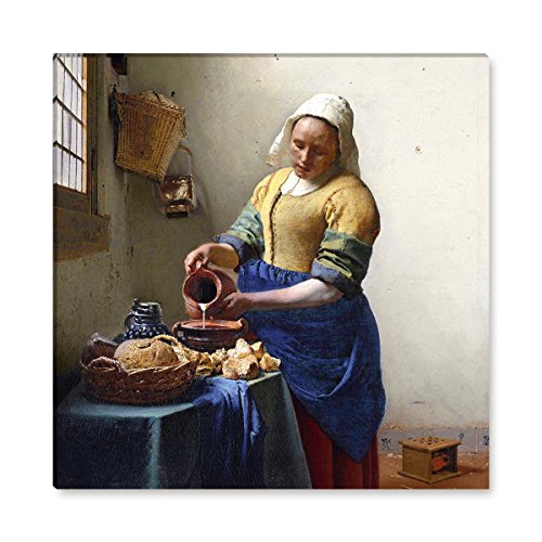 Wandkings Leinwandbilder von Jan Vermeer - Wähle ein Motiv & Größe: "Dienstmagd mit Honig" - 40 x 40 cm von WANDKINGS