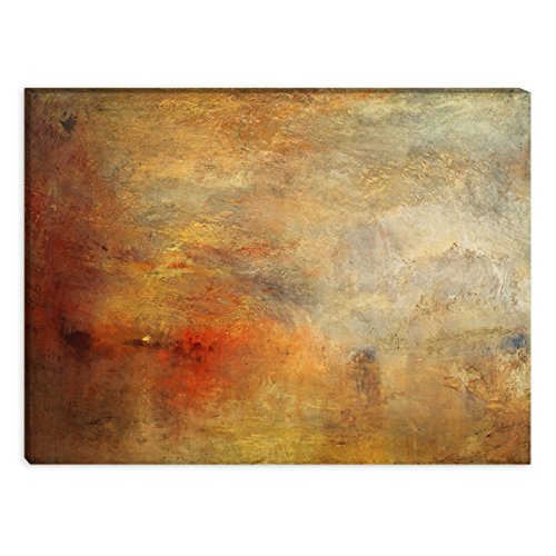 Wandkings Leinwandbilder von Joseph Mallord William Turner - Wähle ein Motiv & Größe: "Sonnenuntergang über einem See" - 80 x 60 cm von WANDKINGS