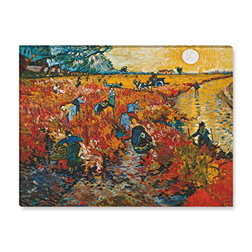 Wandkings Leinwandbilder von Vincent van Gogh - Wähle ein Motiv & Größe: "Der rote Weingarten in Arles" - 80 x 60 cm von WANDKINGS