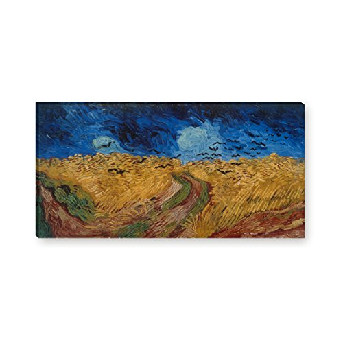 Wandkings Leinwandbilder von Vincent van Gogh - Wähle ein Motiv & Größe: "Weizenfeld mit Raben" - 80 x 40 cm von WANDKINGS