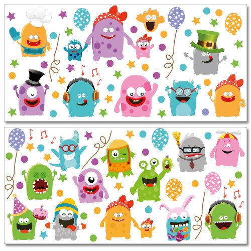 Wandkings Monster Wandsticker Megapack Set, 100 Aufkleber, Gesamtfläche 260 x 70 cm von WANDKINGS