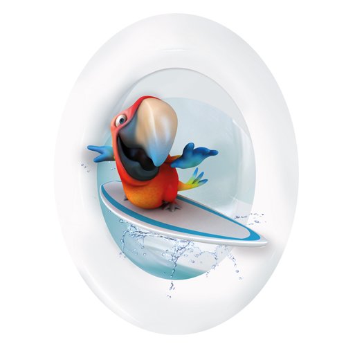 Wandkings Papagei Surfer, WC Deckel Aufkleber Sticker, 30 x 40 cm von WANDKINGS