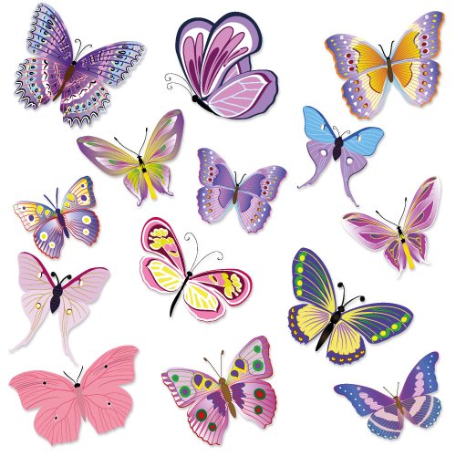 Wandkings Schmetterlinge Wandsticker Set, 14 Aufkleber, 2 DIN A4 Bögen, Gesamtfläche 60 x 20 cm von WANDKINGS