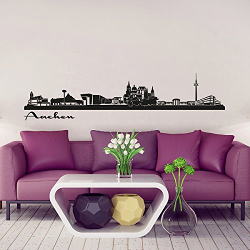 Wandkings Skyline - Deine Stadt wählbar - Aachen - 125 x 23 cm - Wandaufkleber Wandsticker Wandtattoo von WANDKINGS