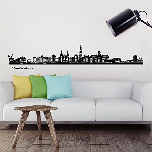 Wandkings Skyline - Deine Stadt wählbar - Amsterdam groß - 200 x 30,9 cm - Wandaufkleber Wandsticker Wandtattoo von WANDKINGS