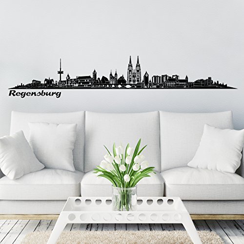 Wandkings Skyline - Deine Stadt wählbar - Regensburg groß - 200 x 30,2 cm - Wandaufkleber Wandsticker Wandtattoo von WANDKINGS