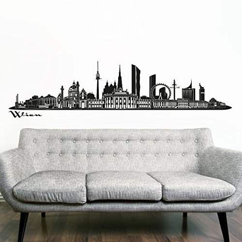 Wandkings Skyline - Deine Stadt wählbar - Wien groß - 200 x 44,8 cm - Wandaufkleber Wandsticker Wandtattoo von WANDKINGS