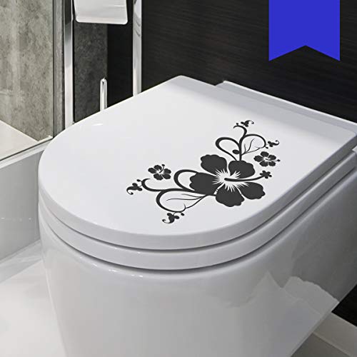 Wandkings WC Deckel Hibiskusblüten Ranke Aufkleber 30 x 15 cm azurblau - erhältlich in 33 Farben von WANDKINGS