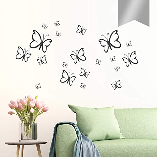 Wandkings Wandtattoo Schmetterlinge im Set, 20 Stück in Silber - erhältlich in 33 Farben von WANDKINGS