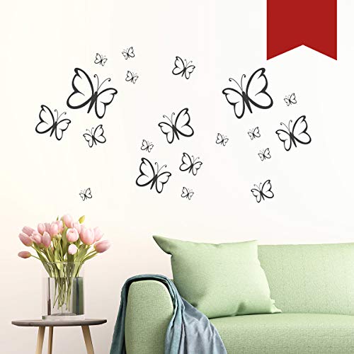 Wandkings Wandtattoo Schmetterlinge im Set, 20 Stück in dunkelrot - erhältlich in 33 Farben von WANDKINGS