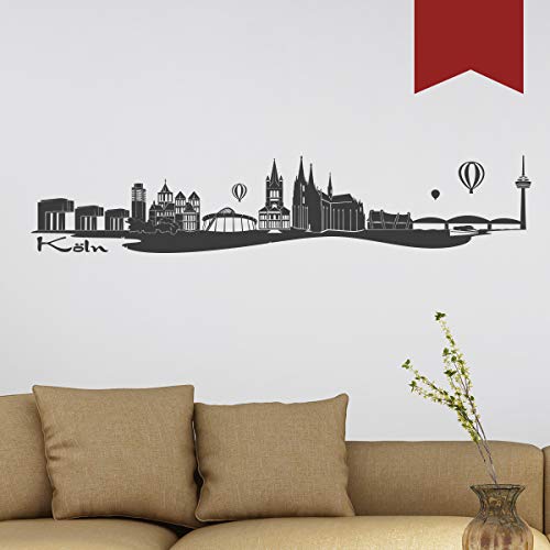 Wandkings Wandtattoo Skyline Köln (mit Sehenswürdigkeiten und Wahrzeichen der Stadt) 80 x 16 cm dunkelrot - erhältlich in 33 Farben von WANDKINGS