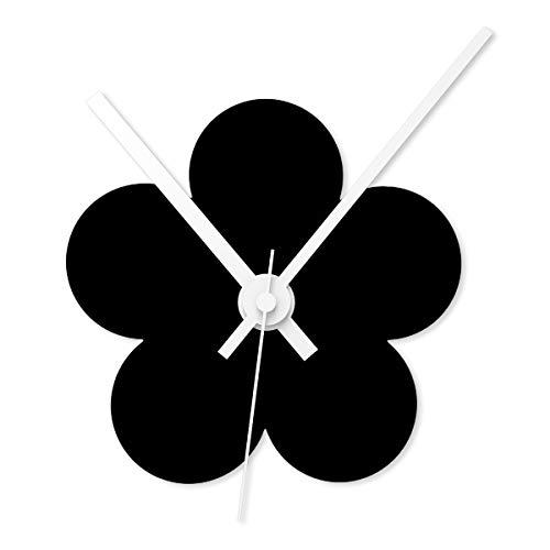 Wandkings Wanduhr SOLO CLOCK "Blume" mit Uhrwerk & Uhrzeigern - in 13 Farben erhältlich (Farbe: Uhr=Schwarz matt, Zeiger=Weiß) von WANDKINGS