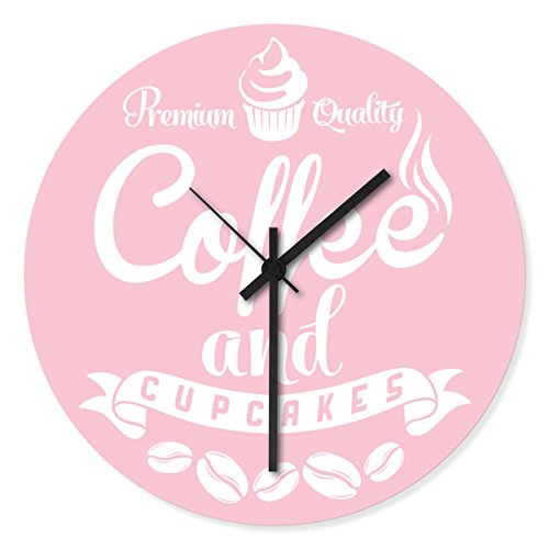 Wandkings Wanduhr mit farbenfrohen Motiven - Wähle EIN Motiv - Coffee and Cupcakes Rosa von WANDKINGS