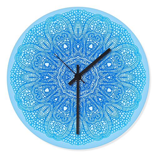 Wandkings Wanduhr mit farbenfrohen Motiven - Wähle EIN Motiv - Henna Muster Blau von WANDKINGS