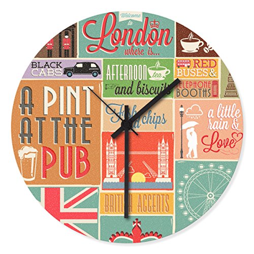 Wandkings Wanduhr mit farbenfrohen Motiven - Wähle ein Motiv - London von WANDKINGS