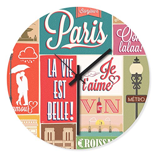 Wandkings Wanduhr mit farbenfrohen Motiven - Wähle ein Motiv - Paris von WANDKINGS