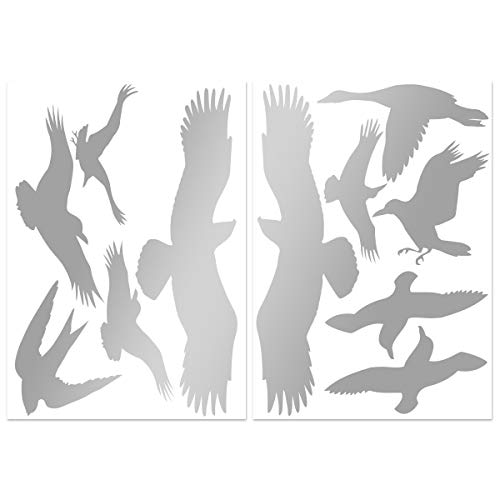 Wandkings.de Vogelschutz-Aufkleber für Fenster, 12 Stück, erhältlich in 33 Farben Silber von WANDKINGS