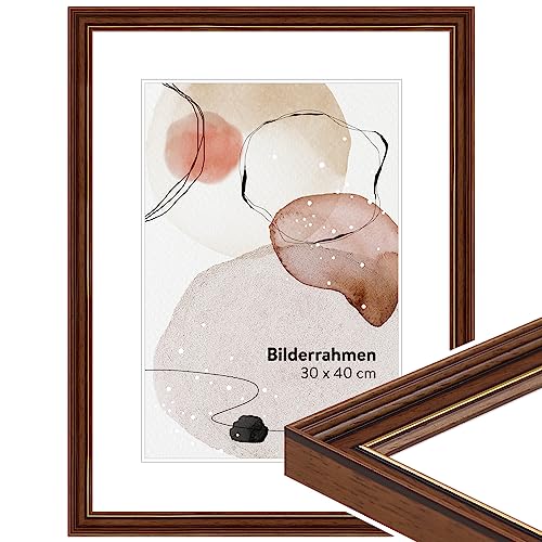 WANDStyle Bilderrahmen ANTIK 40x50cm I Farbe: Braun mit Goldkante I Holzbilderrahmen I Bilderrahmen Barock braun I Made in Germany I H182 von WANDStyle