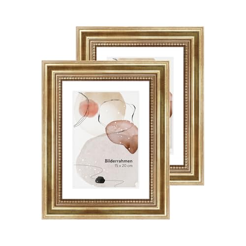 WANDStyle 2er Bilderrahmen Set Gold 15x20 cm aus Holz im Barock-Stil mit Aufsteller und Aufhänger, Fotorahmen Set Made in Germany - H450 WANDStyle 2er Bilderrahmen Set Gold 15x20 cm aus Holz im Barock-Stil mit Aufsteller und Aufhänger, Fotorahmen Set Made in Germany - H450 von WANDStyle