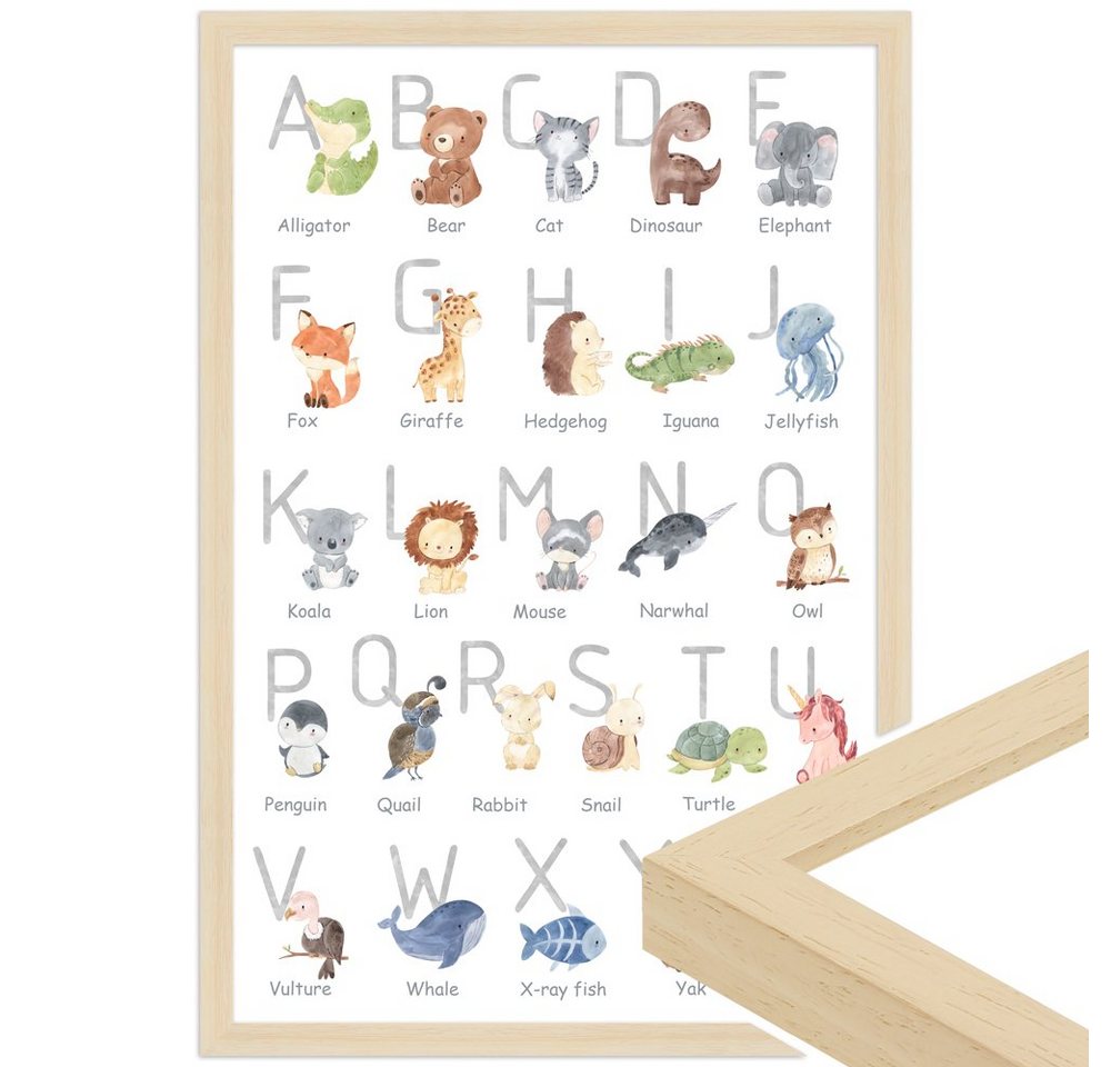 WANDStyle Bild mit Rahmen Alphabet englisch, Poster für Kinderzimmer von WANDStyle