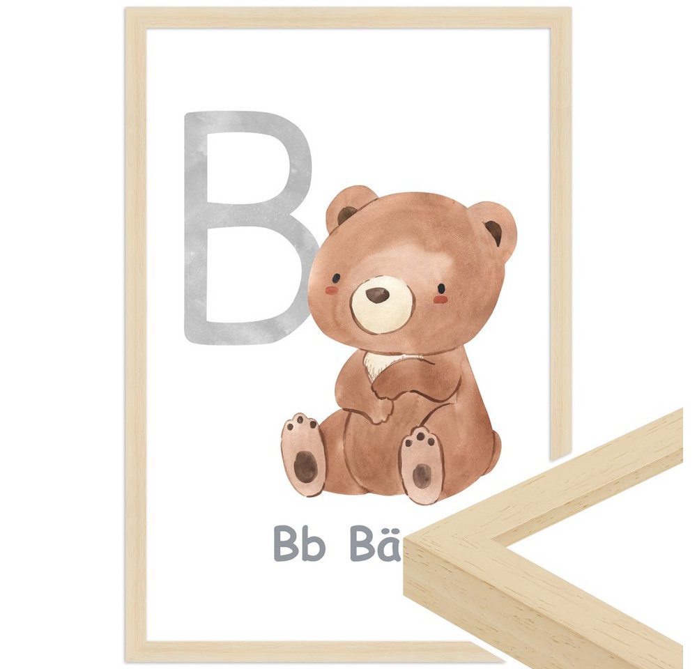 WANDStyle Bild mit Rahmen B - Bär, Poster für Kinderzimmer von WANDStyle