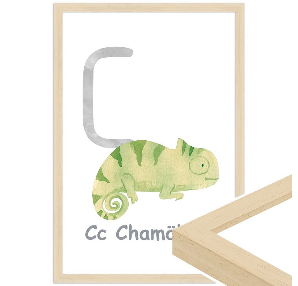 WANDStyle Bild mit Rahmen C - Chamäleon, Poster für Kinderzimmer von WANDStyle
