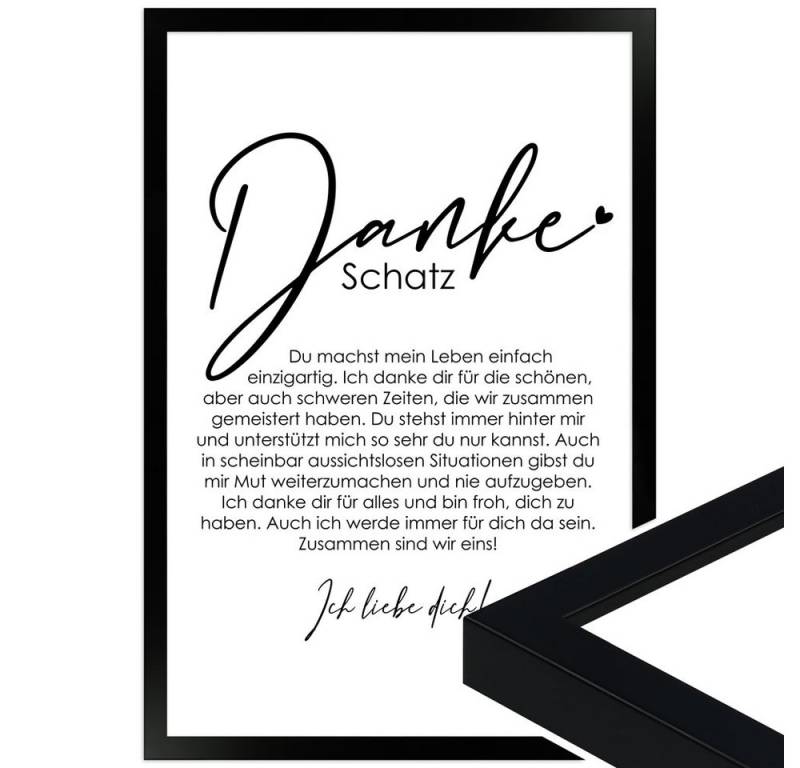 WANDStyle Bild mit Rahmen Danke Schatz, Geschenk: Poster für Schatz von WANDStyle