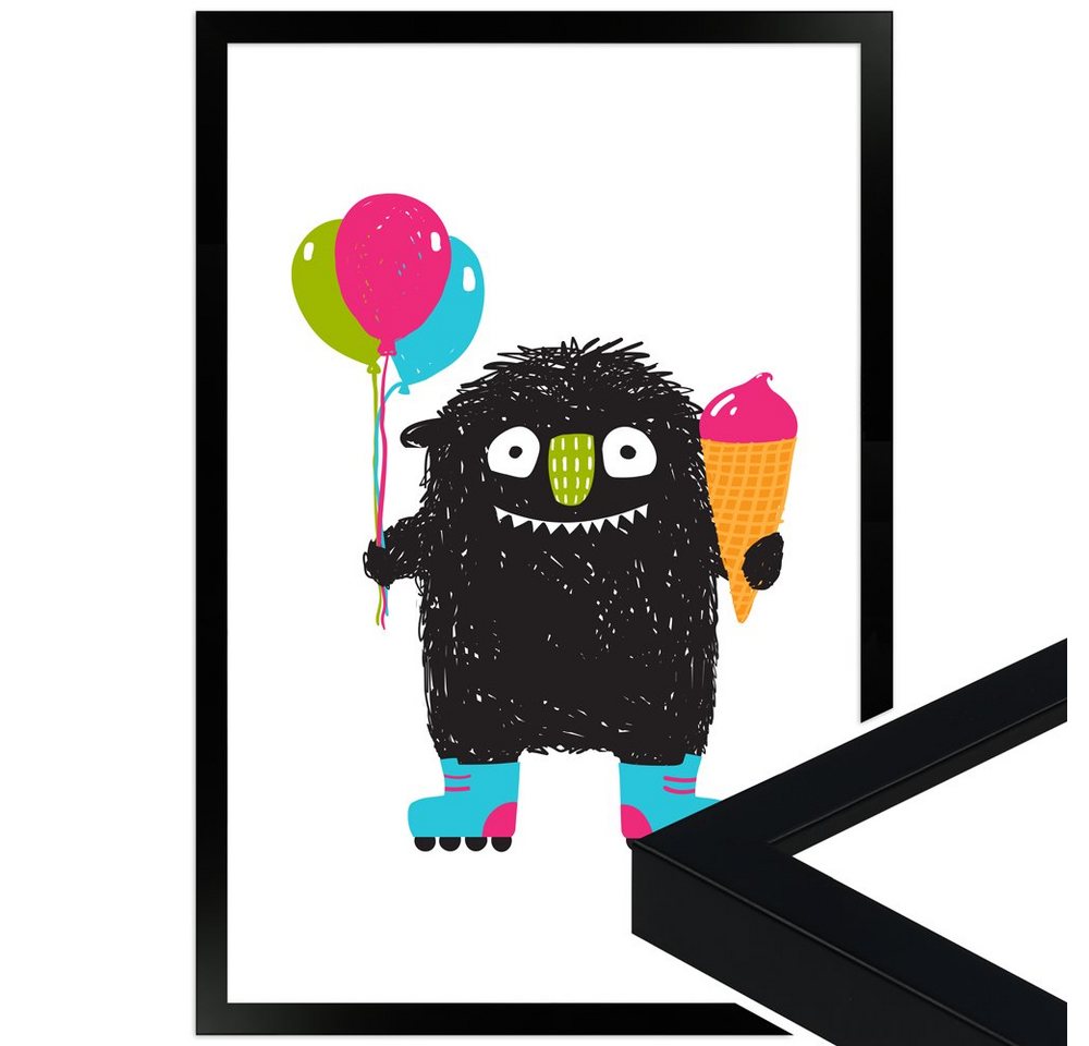 WANDStyle Bild mit Rahmen Freizeit-Monsterchen, süßes Poster fürs Kinderzimmer, in verschiedenen Größen von WANDStyle