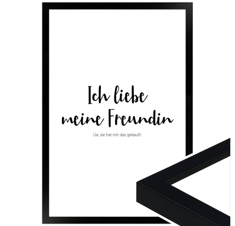 WANDStyle Bild mit Rahmen Freundin, Poster mit Spruch von WANDStyle