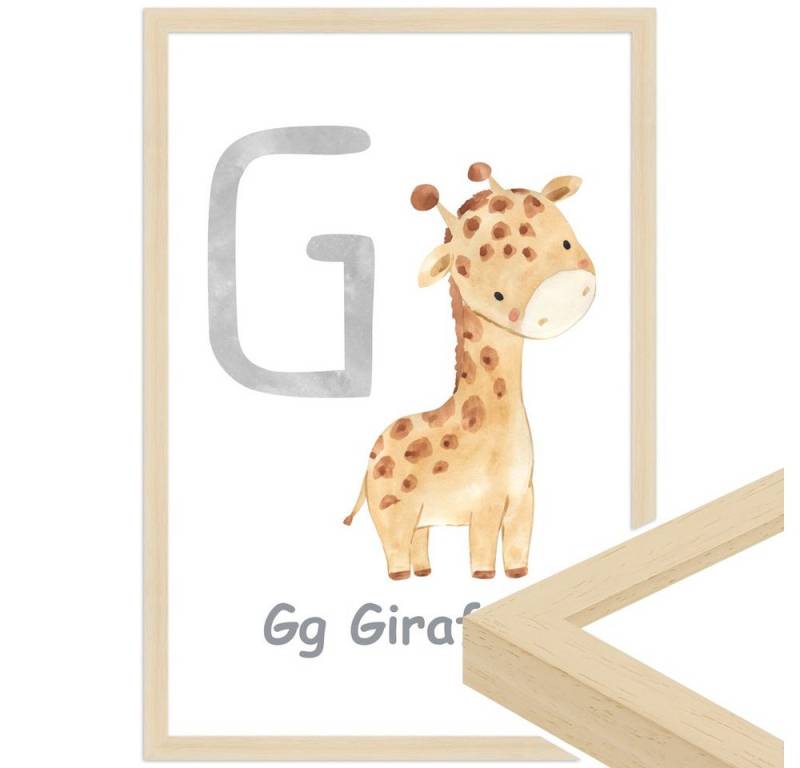 WANDStyle Bild mit Rahmen G - Giraffe, Poster für Kinderzimmer von WANDStyle
