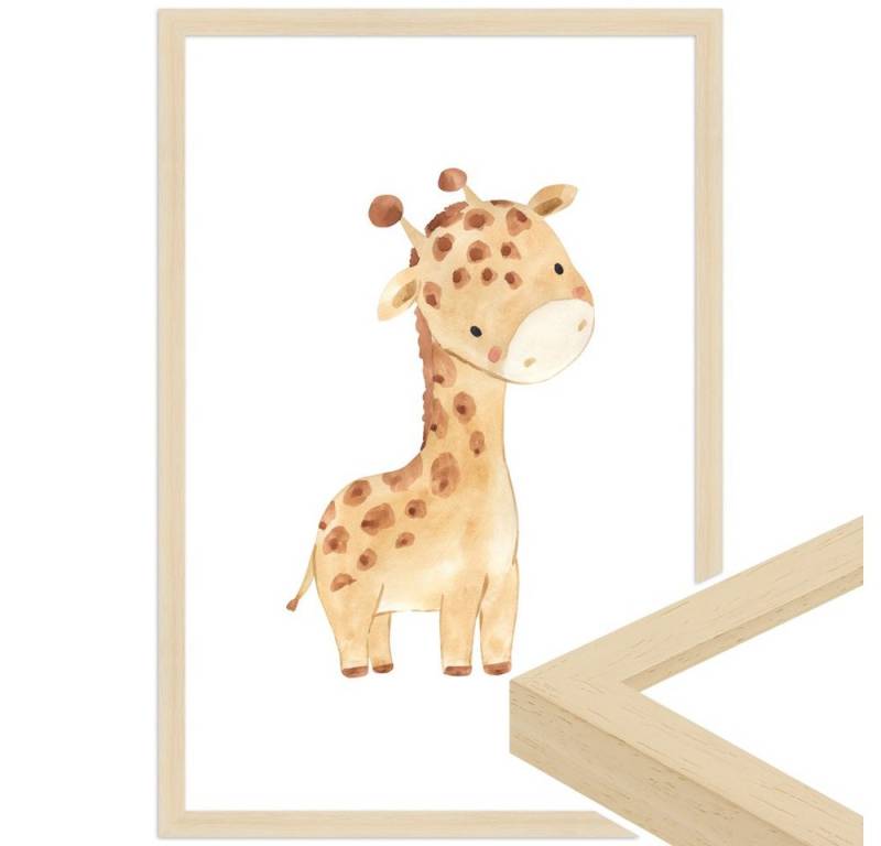 WANDStyle Bild mit Rahmen Giraffe, Aquarell Poster für Kinderzimmer von WANDStyle