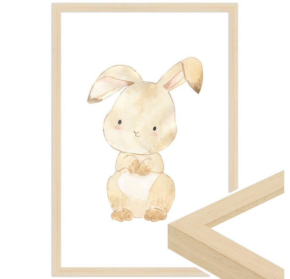 WANDStyle Bild mit Rahmen Hase, Aquarell Poster für Kinderzimmer von WANDStyle