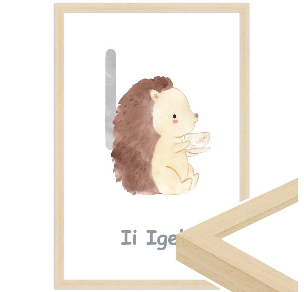 WANDStyle Bild mit Rahmen I - Igel, Poster für Kinderzimmer von WANDStyle