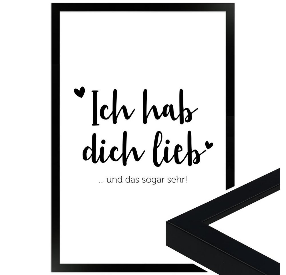 WANDStyle Bild mit Rahmen Ich hab dich lieb, Poster mit Spruch von WANDStyle