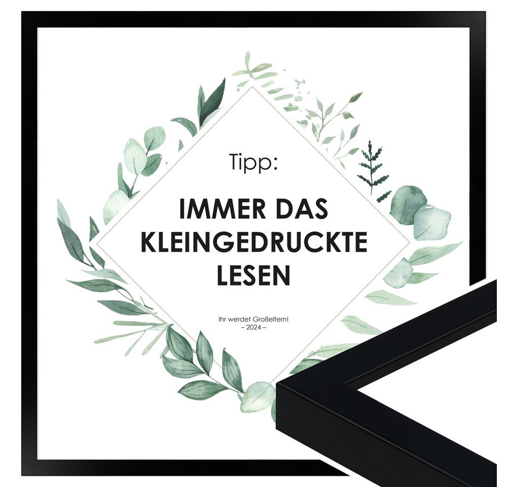 WANDStyle Bild mit Rahmen Immer das Kleingedruckte lesen, 2025, Poster 50x50 cm von WANDStyle