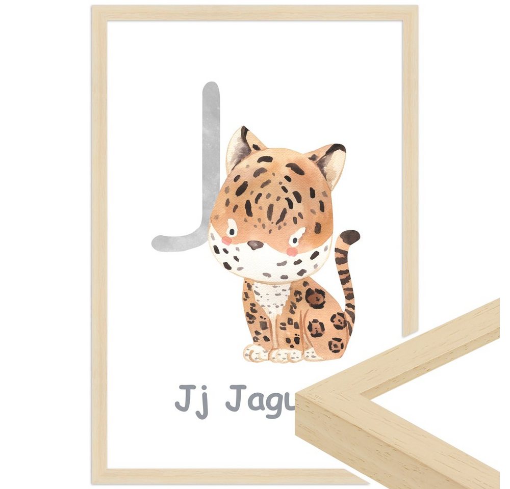 WANDStyle Bild mit Rahmen J - Jaguar, Poster für Kinderzimmer von WANDStyle