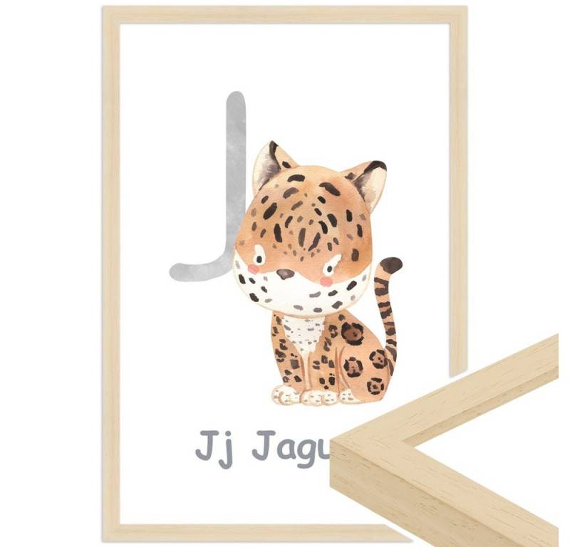 WANDStyle Bild mit Rahmen J - Jaguar, Poster für Kinderzimmer von WANDStyle
