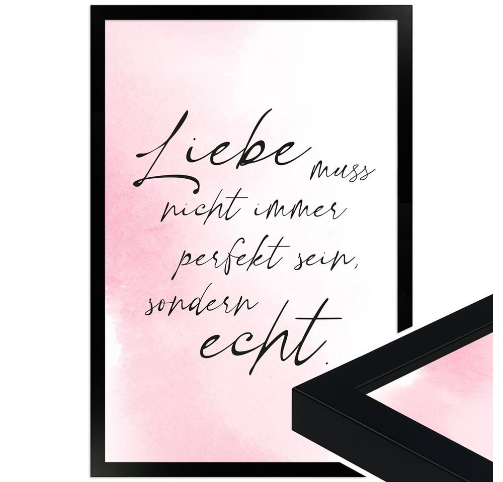 WANDStyle Bild mit Rahmen Liebe echt, Poster mit Spruch von WANDStyle