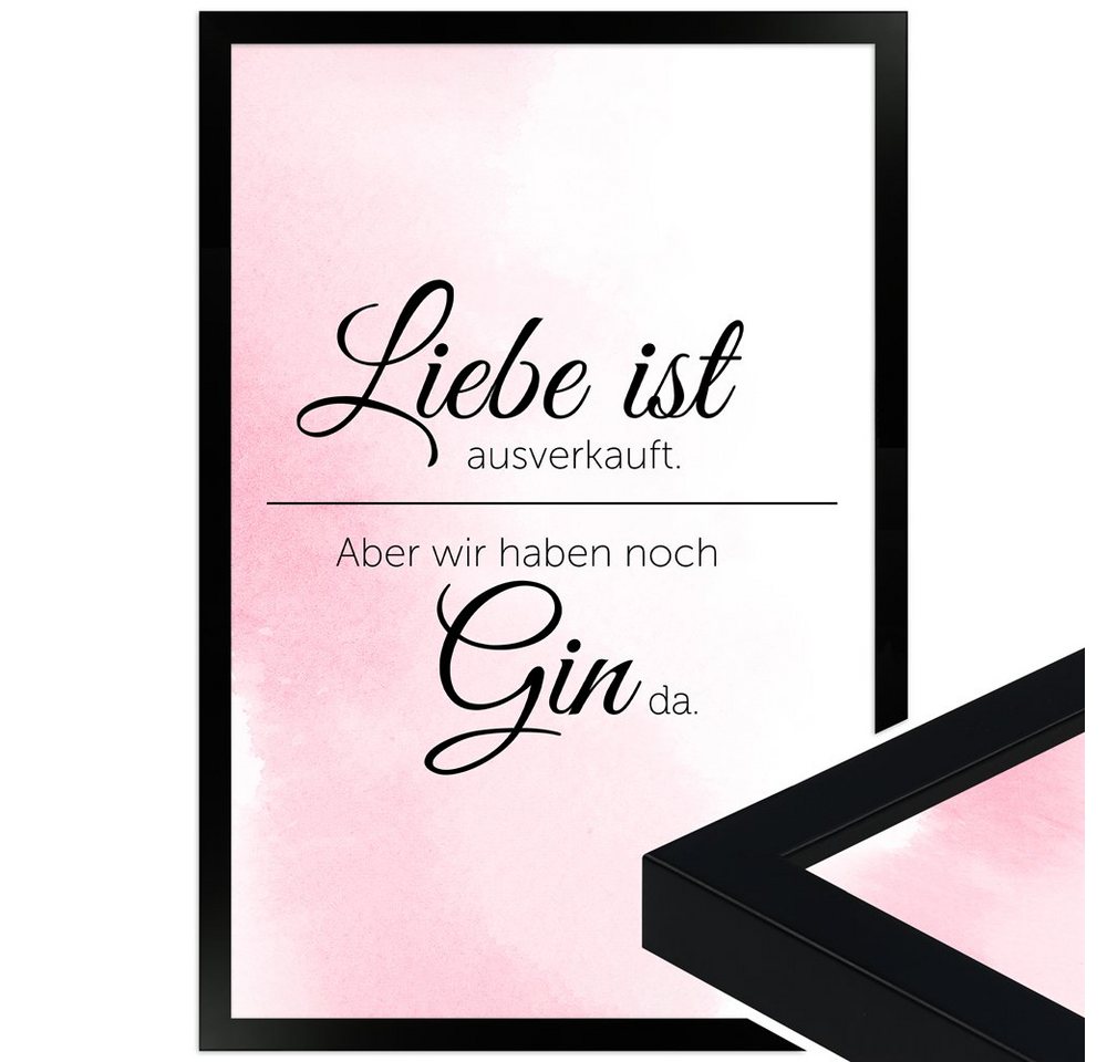 WANDStyle Bild mit Rahmen Liebe ist ausverkauft, Poster mit Spruch von WANDStyle