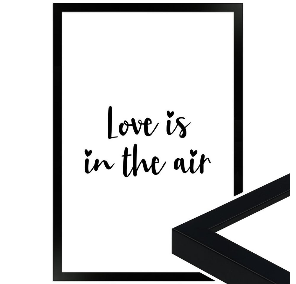 WANDStyle Bild mit Rahmen Love is in the air, Poster mit Spruch von WANDStyle