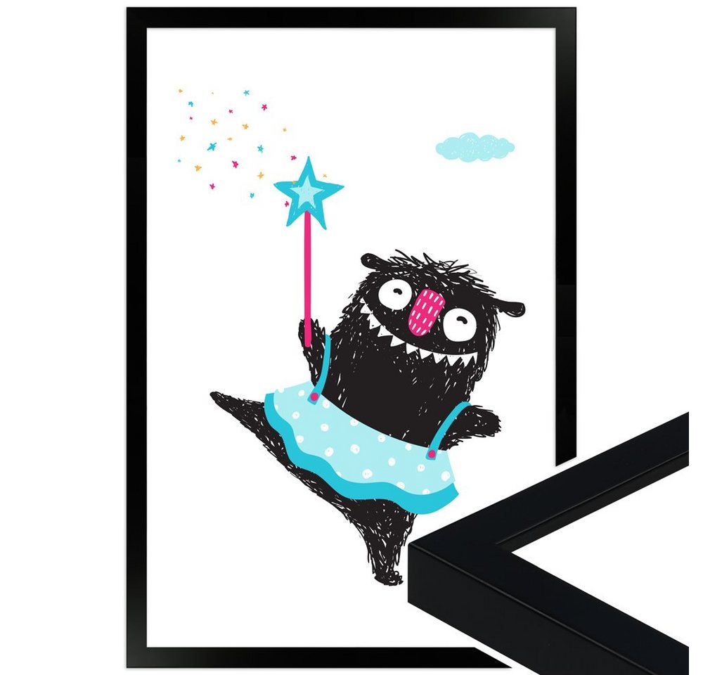WANDStyle Bild mit Rahmen Monsterchen-Fee, süßes Poster fürs Kinderzimmer von WANDStyle