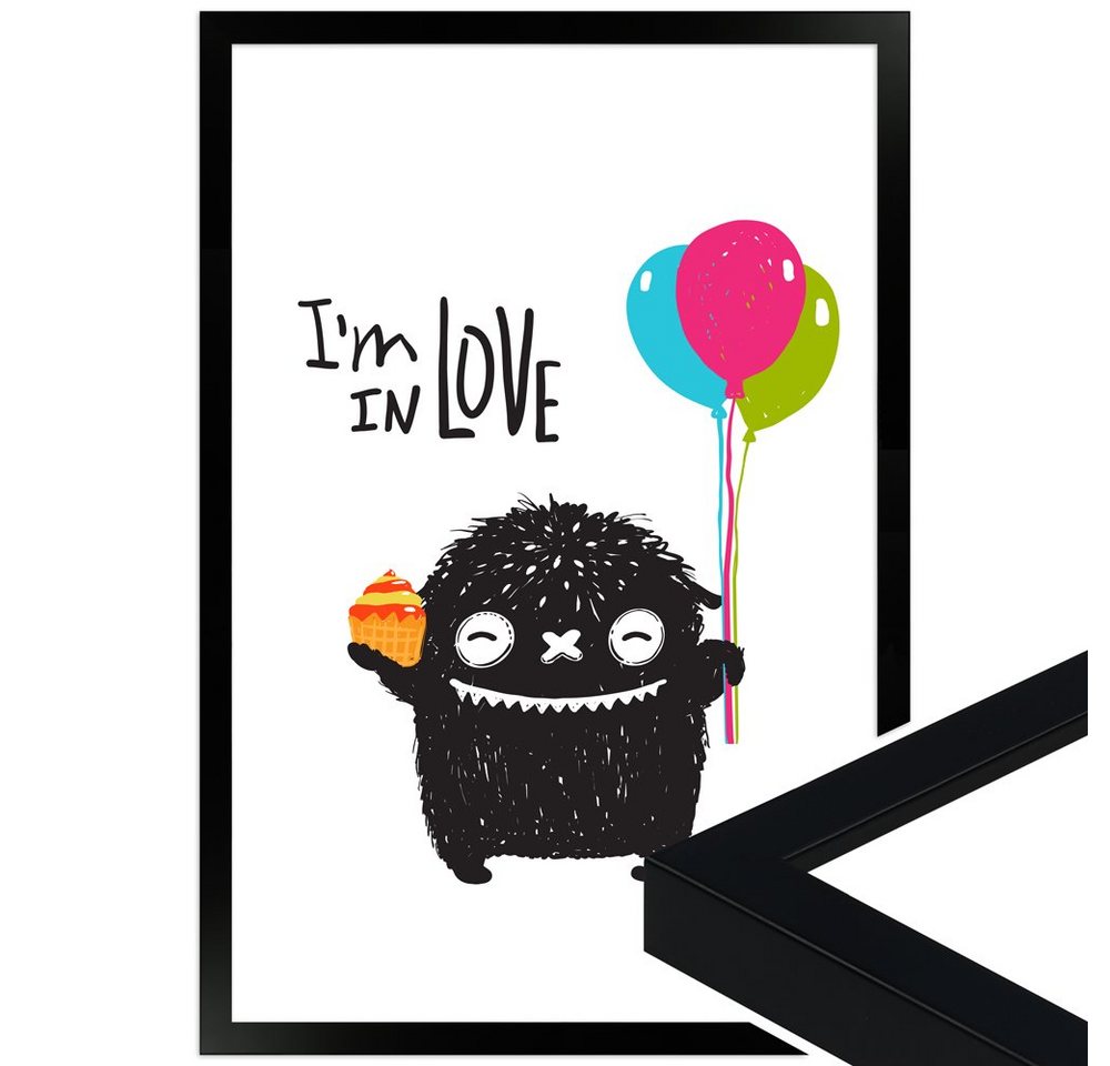 WANDStyle Bild mit Rahmen Monsterchen in Love, süßes Poster fürs Kinderzimmer, in verschiedenen Größen von WANDStyle