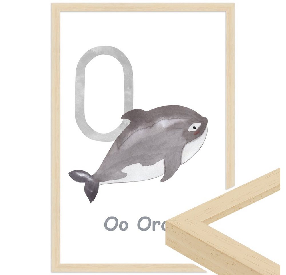 WANDStyle Bild mit Rahmen O - Orca, Poster für Kinderzimmer von WANDStyle