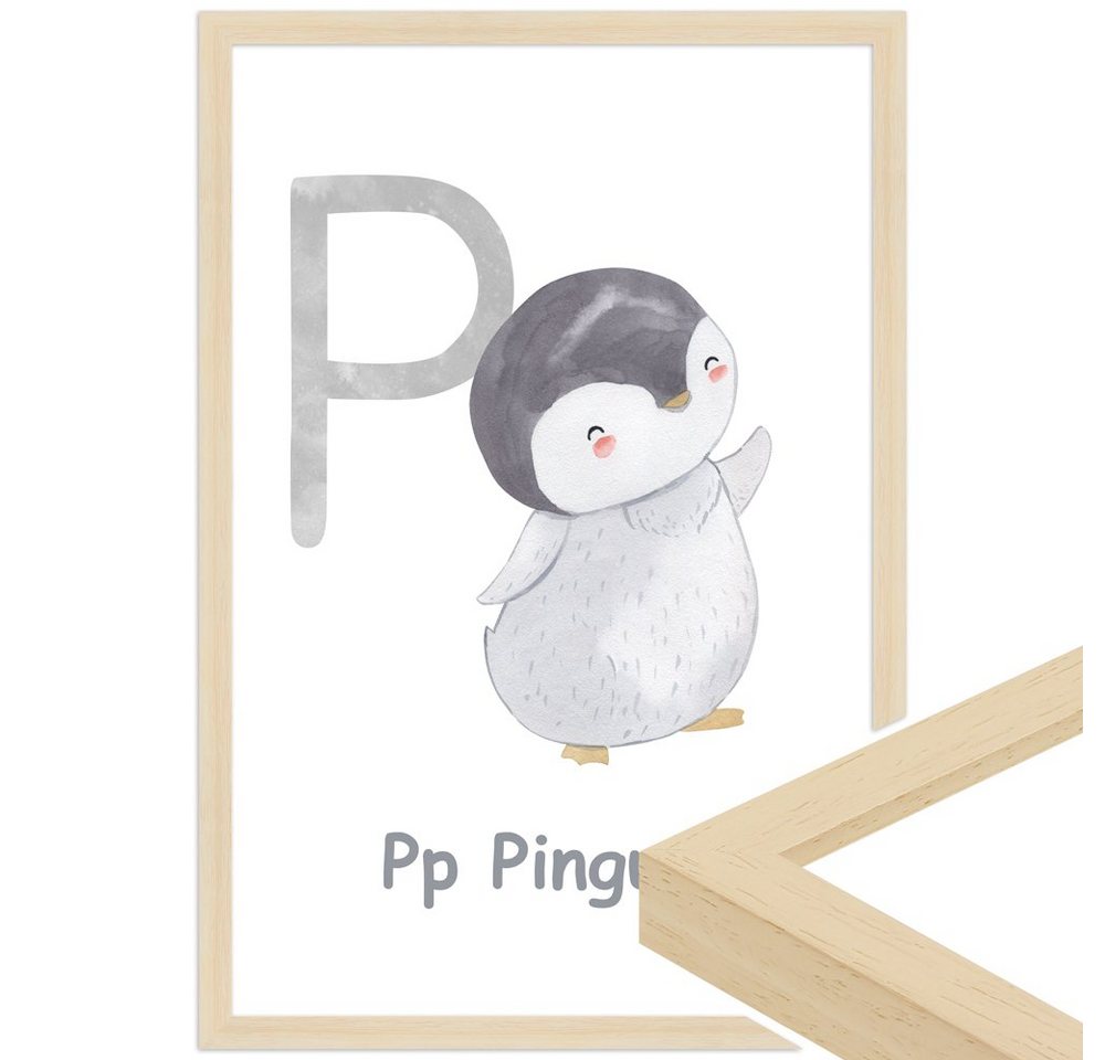 WANDStyle Bild mit Rahmen P - Pinguin, Poster für Kinderzimmer von WANDStyle