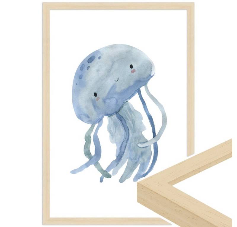WANDStyle Bild mit Rahmen Qualle, Aquarell Poster für Kinderzimmer WANDStyle Bild mit Rahmen Qualle, Aquarell Poster für Kinderzimmer von WANDStyle
